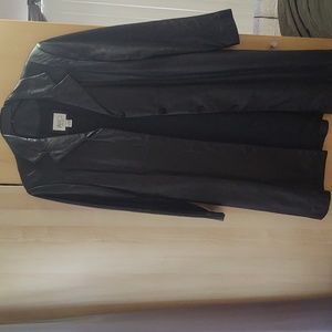 Leather knee length coat
